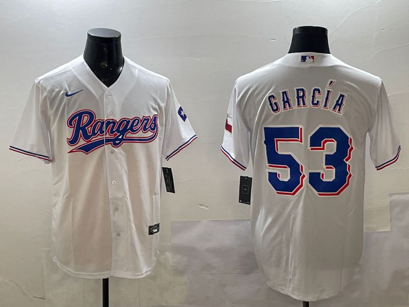 Men Texas Rangers 53 Garcia White Game 2025 Nike MLB Jersey style 1